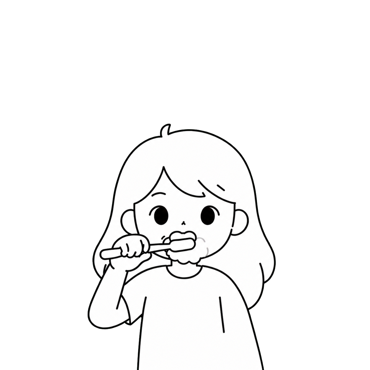 Brush Bridge mascot brushing her teeth